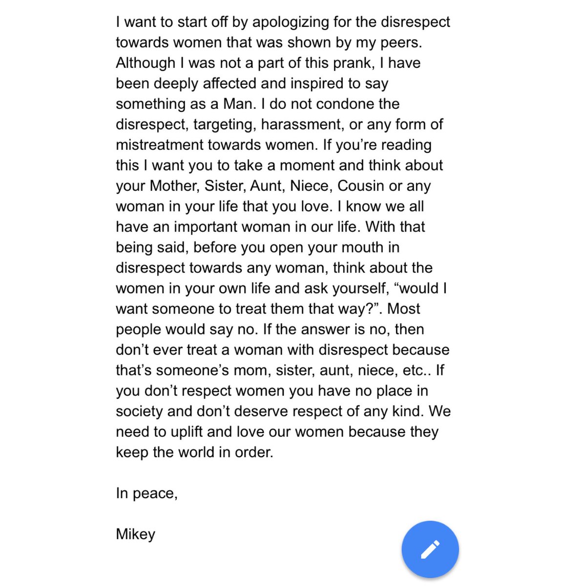 Mikey_parker11's tweet photo. A message to women. https://t.co/5h36C7cPLg