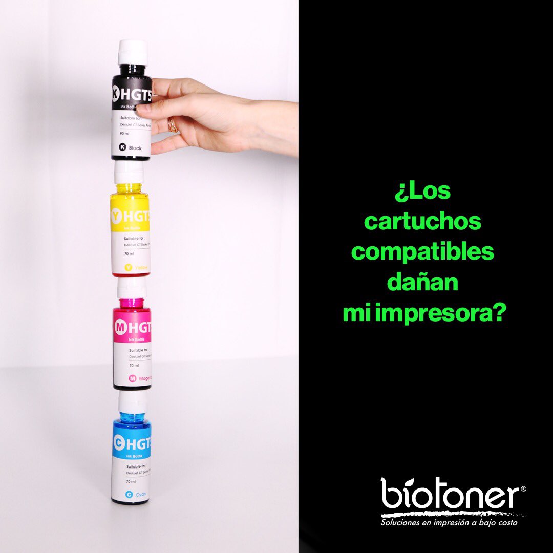 BiotonerOficial's tweet photo. Los cartuchos compatibles están hechos con la misma tecnología que los OEM, por lo cual su funcionamiento es exactamente igual y no dañan la impresora💙💜💛🖤#BioToner #TeFaltóToner¡? #Cartuchos #Tinta #Toner #Impresión #Impresora #WaterBasedInk #Print #Printmaking #Printing https://t.co/4P9P9QuVCO