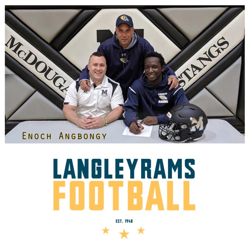 #CJFLSigning We are proud to welcome #EnochAngbongy to the #LangleyRams from #McDouglasMustangs #Football #1Beat
