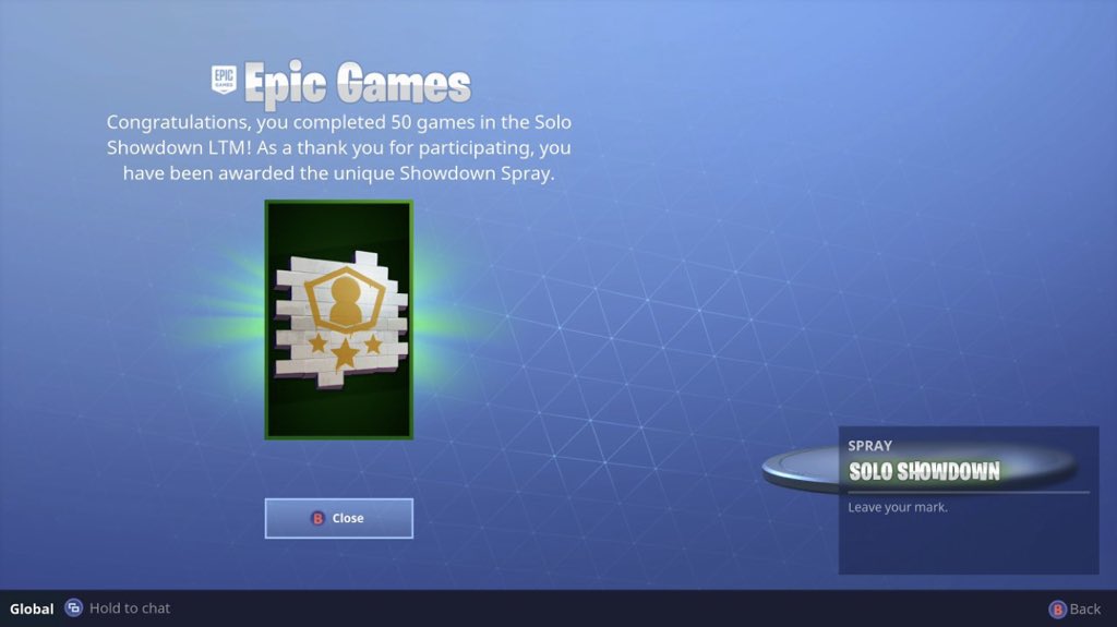 1 reply 0 retweets 1 like - fortnite solo showdown spray