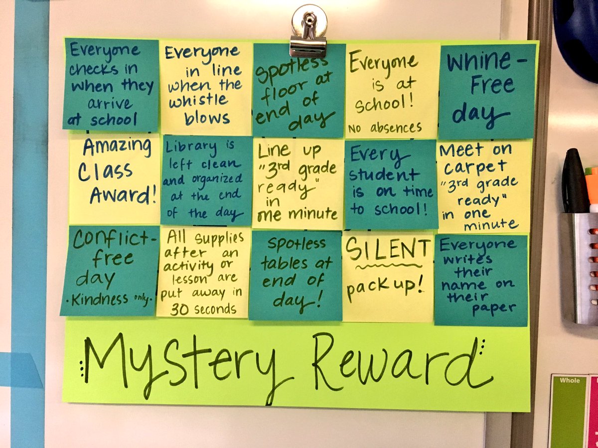 RogersOnThird's tweet photo. This made for an exciting Friday! Students have until the last day of school to remove all sticky notes. Today they managed to remove four! Love seeing what a little motivation and teamwork can do. ☺️ https://t.co/ngvSAnokD8