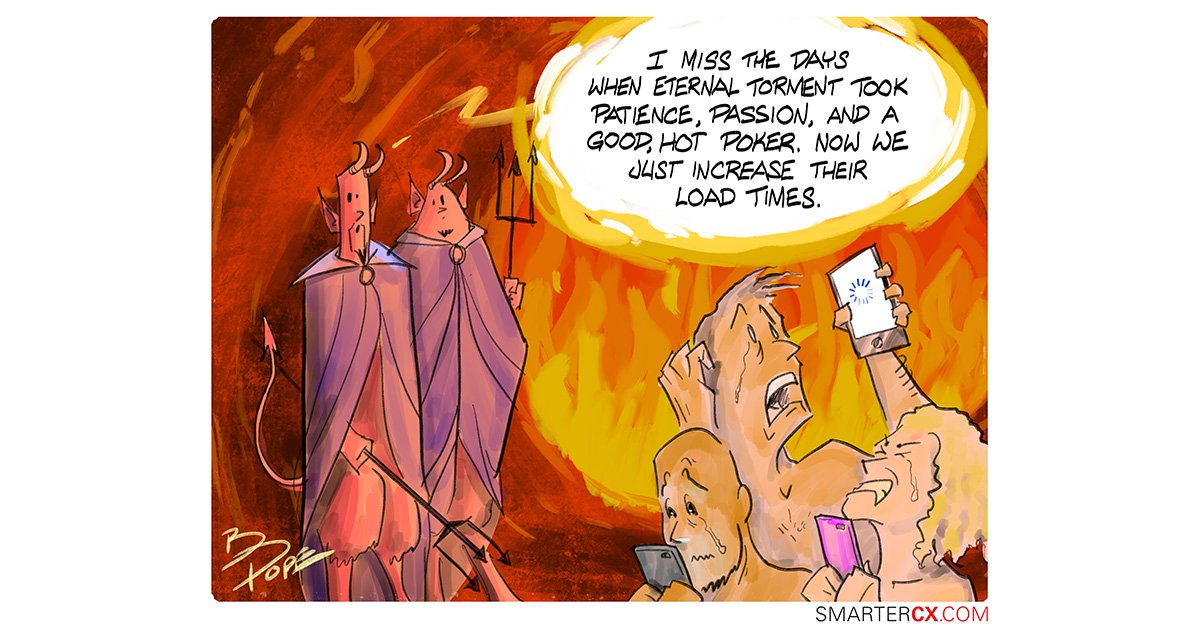 #TGIF! Start the weekend off right with the latest in our #comic series, "Hell Can Wait." See more: buff.ly/2p2tijY #SmarterCX #CartoonsBySmarterCX