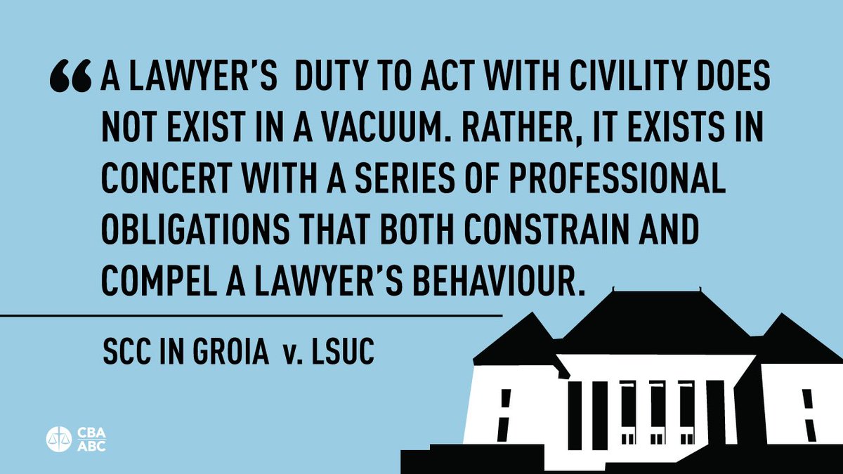 CBA_News's tweet photo. Today's #SCC ruling weighs the importance of both civility and resolute advocacy in our justice system. #Groia https://t.co/HBxwngWuSd https://t.co/fQFVeBylZB