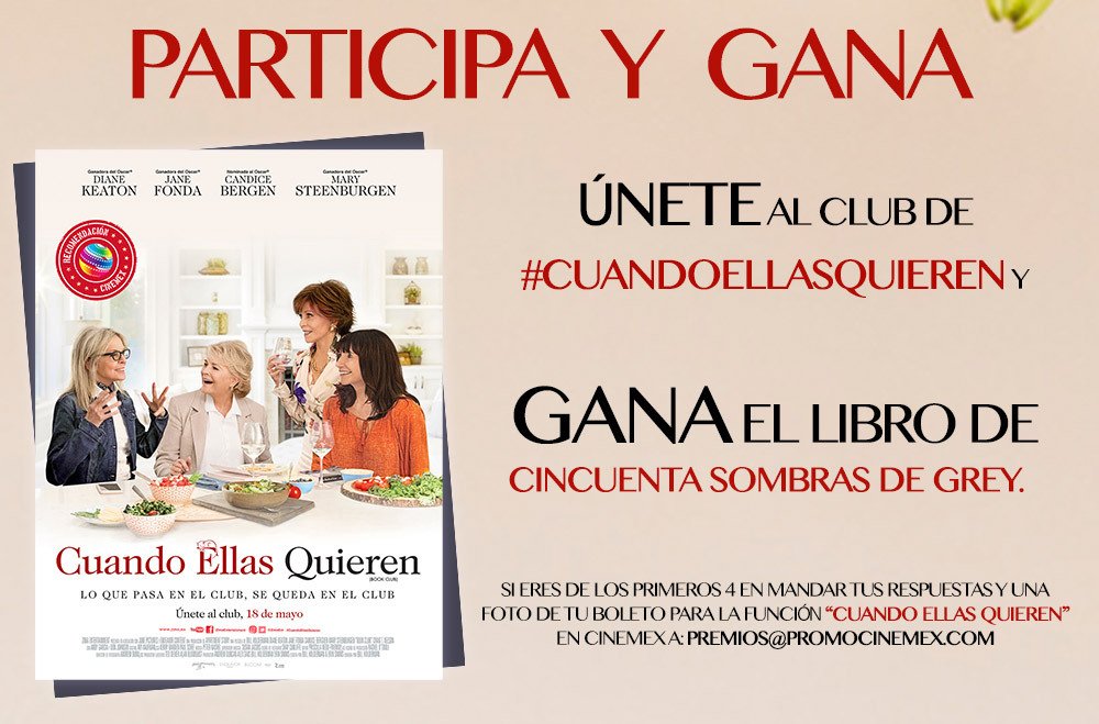 #CuandoEllasQuieren te premia con un libro 😍

Preguntas:
¿En dónde se conocieron Diane y Mitchell?
¿Cuál es el nombre de la canción que bailan Bruce y Carol? 
¿Quién propuso leer “50 Sombras de Grey” en el club de lectura?