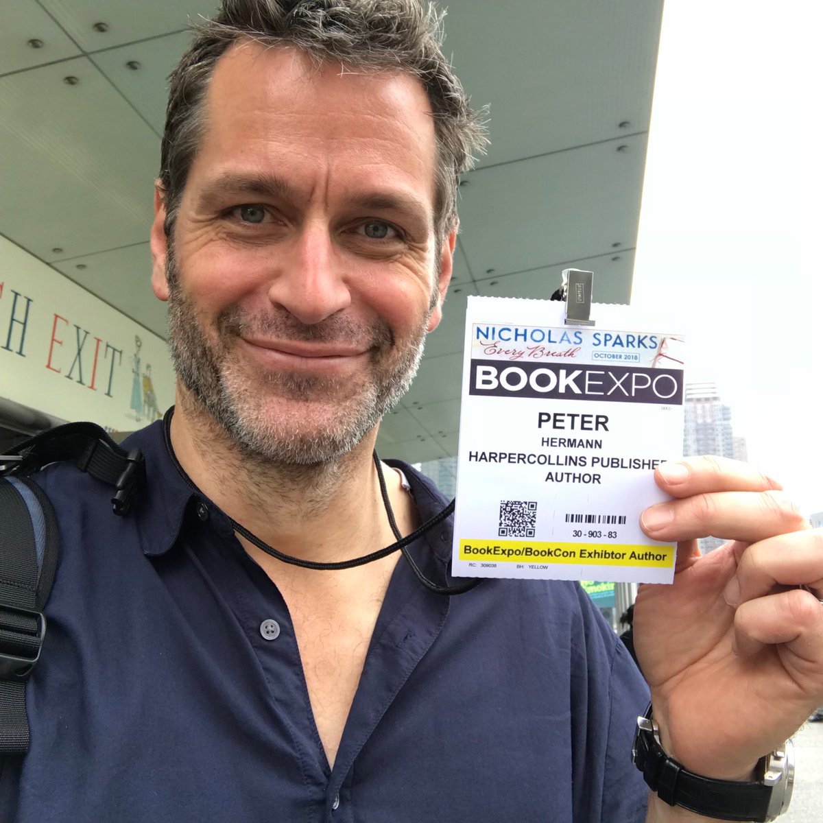 If my wife <a href="/mariska/">mariska</a> can walk around with a badge, so can I! Gotta say, feels really good to see “AUTHOR” on there.... #IftheSinMOOSEComesLoose <a href="/HarperChildrens/">HarperKids</a>