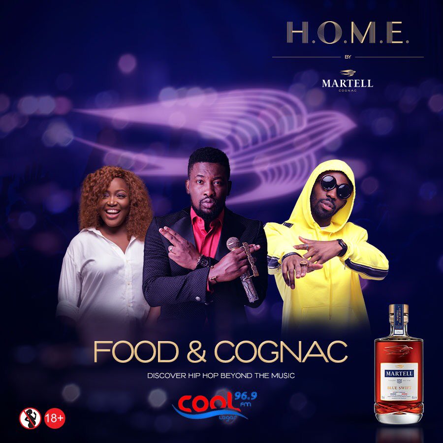 It’s time for The H.O.M.E by Martell Radio show,on the show today,we are discussing Food and Cognac.Tune in tonight at 8.30pm to @CoolFMNigeria and catch #TheSwiftOnes( @do2dtun @kelonline & @freshldrb )to discover hip-hop beyond the music.Join the conversation #MartellRadioShow