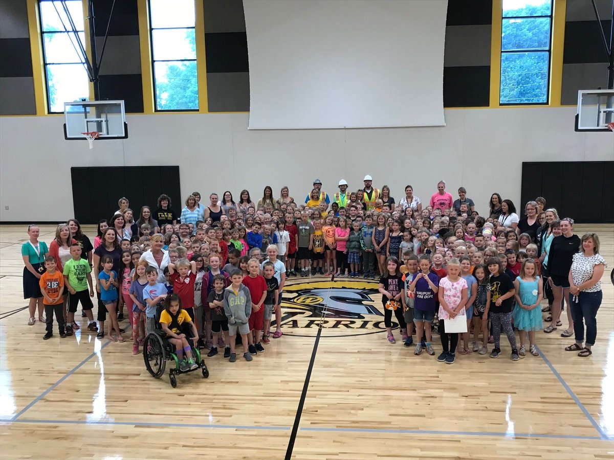 AP_Schoenherr's tweet photo. So glad the students were able to see the new gym at Meadow View on the last day of school. Can't wait to show you the rest of the project in the Fall! #justgettingstarted @rschloercgs @TGubin @Sclendenning @cgsmadison @EUA https://t.co/6EkBs1qWDV