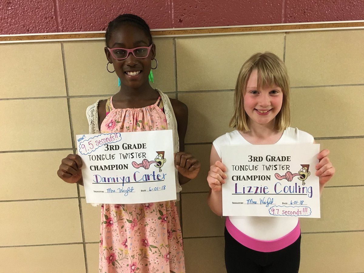 WW_3rd's tweet image. Congratulations to our two Tongue Twister champions!! 🤪👅🗣 #alliteration #bettybotter #lastdaysof3rdgrade