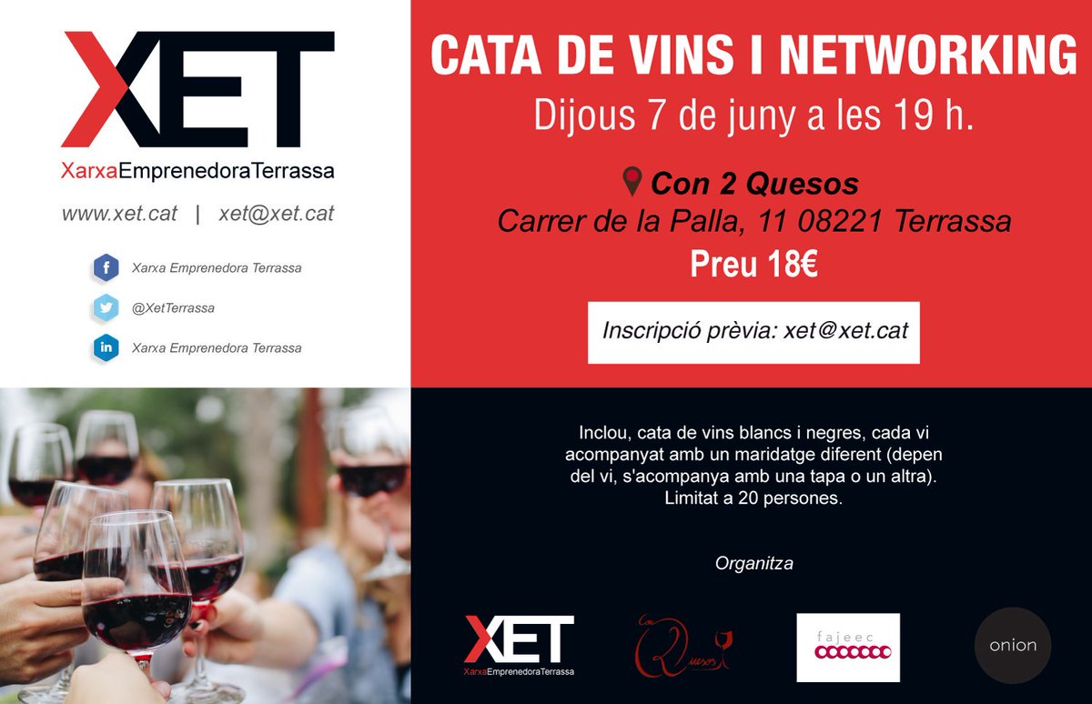 Us animem a participar al proper #networking a #Terrassa organitzat junt amb <a href="/XarxaOnion/">Xarxa Onion</a> <a href="/fajeec/">fajeec</a> #emprenedoria #Empresa