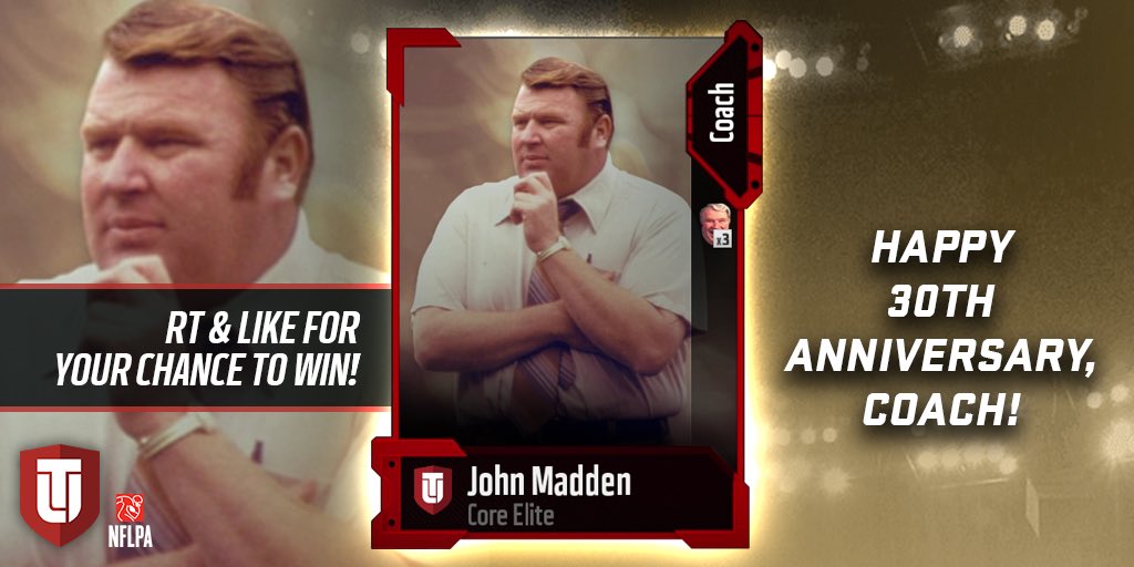 <a href="/EAMaddenNFL/">Madden NFL 26</a> <a href="/EASPORTS/">EA SPORTS</a> RETWEET, LIKE, and COMMENT wishing Coach Madden a Happy 30th Anniversary for a chance to score a Squads Coach Madden! #Madden19 #Maddenversary