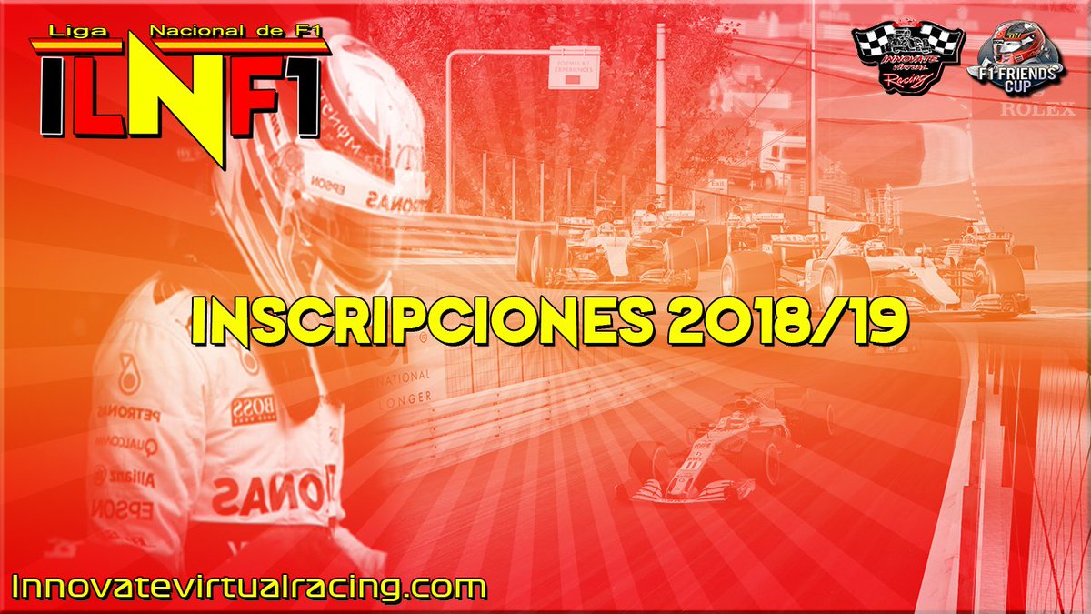 Como lo prometido es deuda,aquí os dejamos las inscripciones de cara a la próxima temporada de #ILNF1 
Te atreves a participar contra los mejores? No lo dudes e inscríbete.
<a href="/F1Friendscup/">skansjsj</a>

Enlace aqui.- 
innovatevirtualracing.com/t819-inscripci…