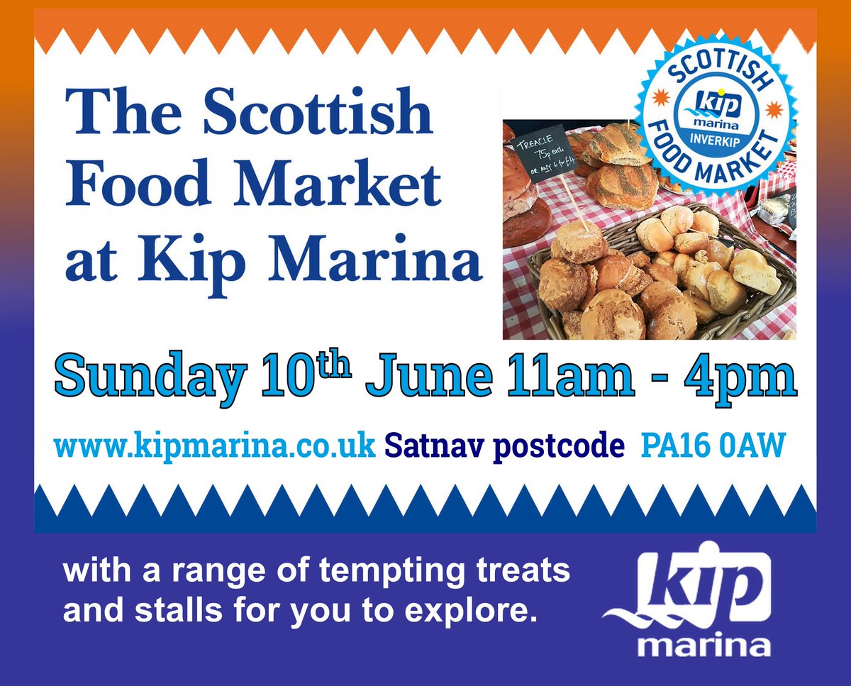 KipFoodMarket's tweet photo. Join us this month for the Scottish #Food Market #KipFoodMarket here at #KipMarina on Sunday 10th June 11am-4pm https://t.co/6Pwt4sAqQe #TasteInverclyde #Inverkip #Inverclyde #Scotland #ScotlandIsNow #VisitScotland #scotfooddrink #scotfood #InverclydeLiving https://t.co/0ZBSNBY51B