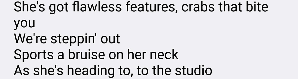 subtextme's tweet photo. Literally saw @Franz_Ferdinand in concert and sang along with "crabs that bite you" from AppleMusic's lyrics. It's apparently actually "grabs a bite to eat" 😅

@alkapranos @B0bHardy @miaouxmiaoux @pabsdebussy https://t.co/FMT9uVmbw3