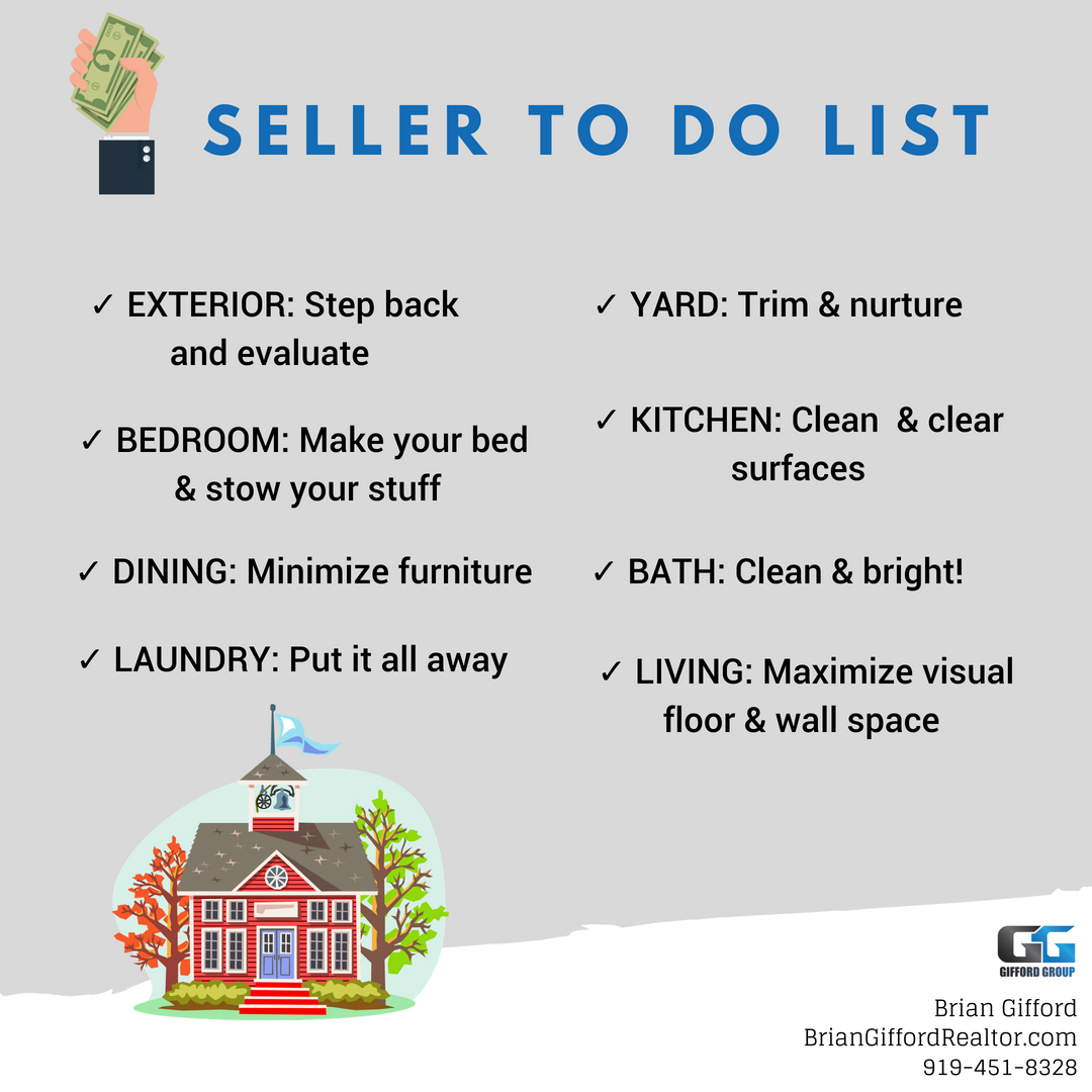 GiffordRealtor's tweet photo. The work that it takes to get it ready for showing can be daunting when #SellingYourHouse. Check out this handy #checklist to help you get the most out of your #investment.
Brian Gifford #Realtor 
919-451-8328
Brian.Gifford@eXpRealty.com
https://t.co/Vry2VHI5fn https://t.co/qabyTcHGXI