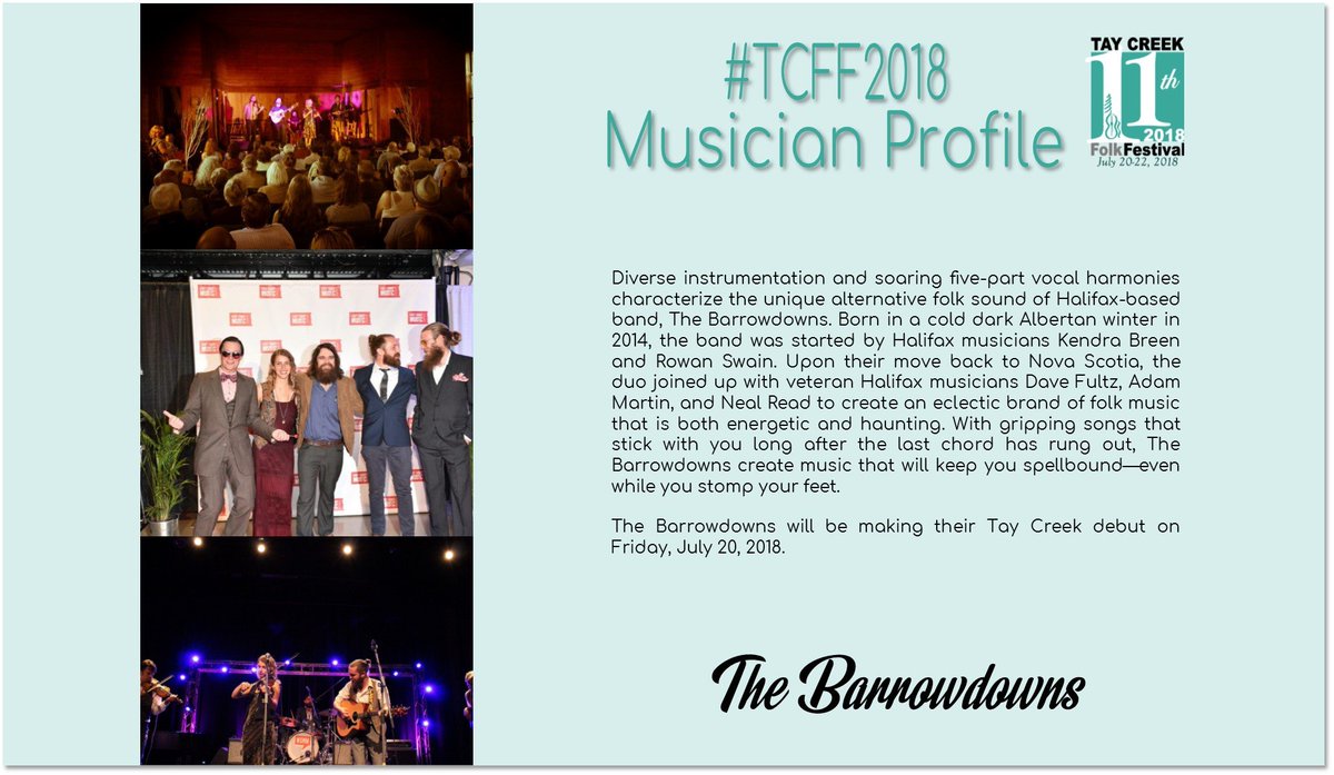 #TCFF2018 has a fantastic line-up. We're stoked! Part of that excitement is for this band: <a href="/thebarrowdowns/">The Barrowdowns</a>! You'll love these guys! They bring beautiful harmonies, haunting melodies and a foot-stomping good time. Check out: buff.ly/2Ladvt9 *Retweet to win a CD!*