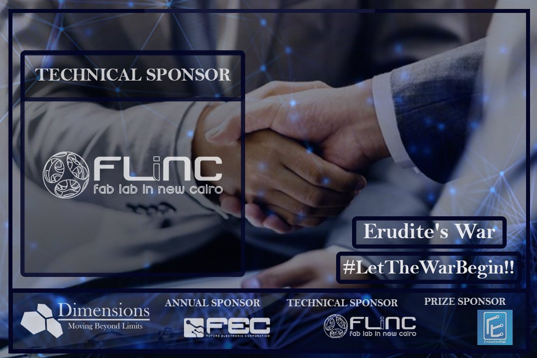 Dimensions_eg's tweet photo. We are glad to announce that Fab Lab New Cairo is our Technical sponsor for Erudite's War 💪😃
#FLINC
#LetTheWarBegin 🔥
#Dimensions9 https://t.co/9vGP3JavK8