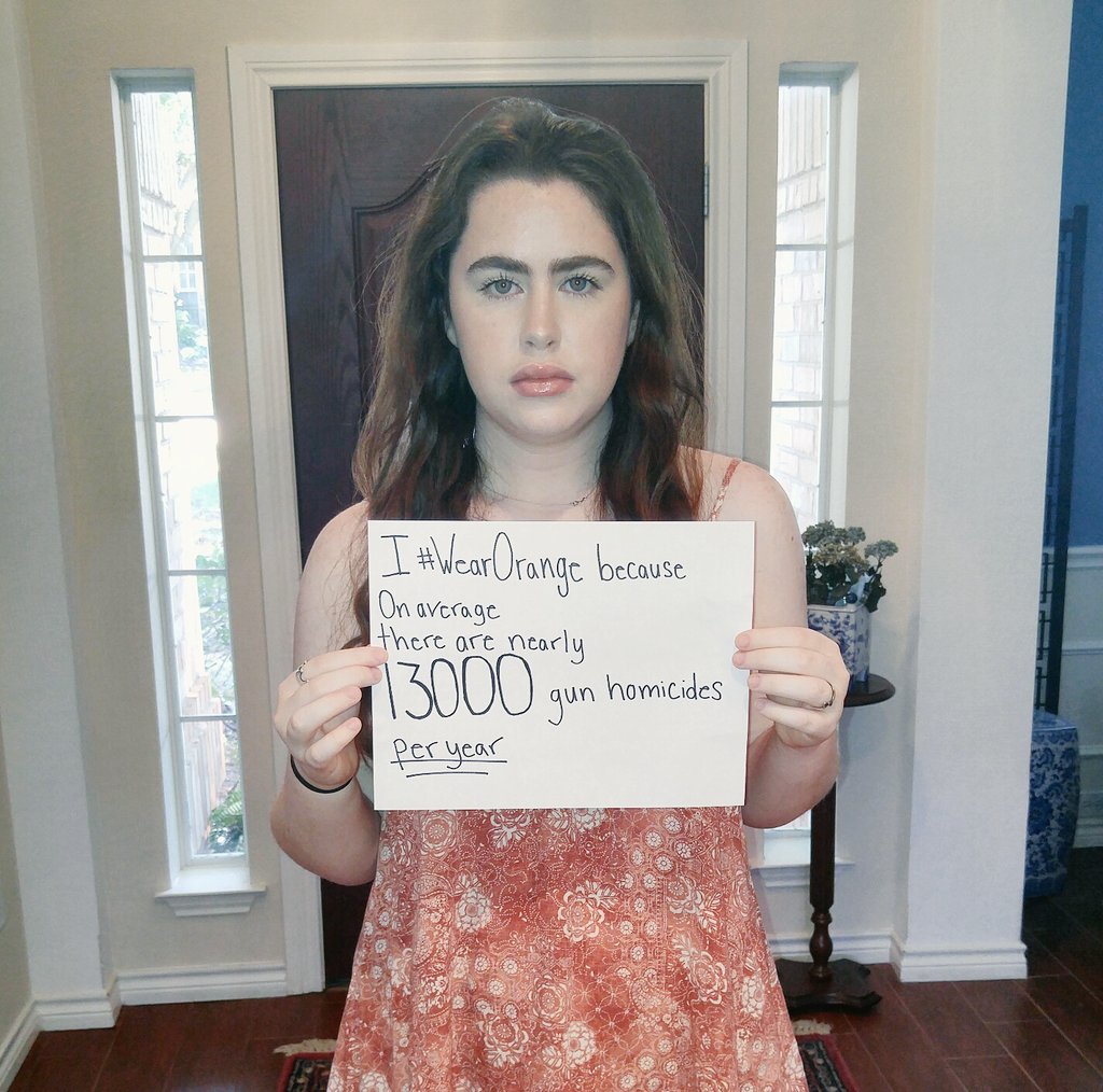 I #WearOrange because on avarage nearly 13000 people
PER YEAR
 die to gun homicides
#JewsDemandAction