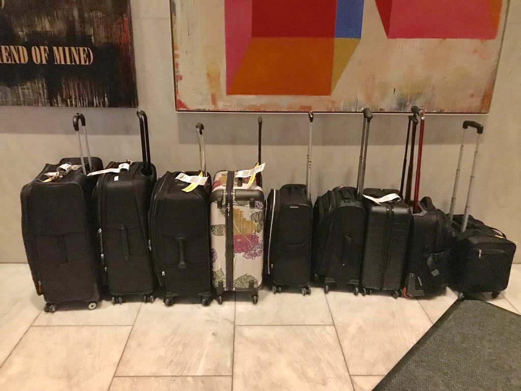 AndreaBrimmer's tweet photo. And we are finally headed home. Struck by how we were all traveling same number of days yet suitcase size varies wildly. #allystrong👊🏽 #agencyvisits #wardrobechanges💃🏿 https://t.co/UNhHo2l3N0