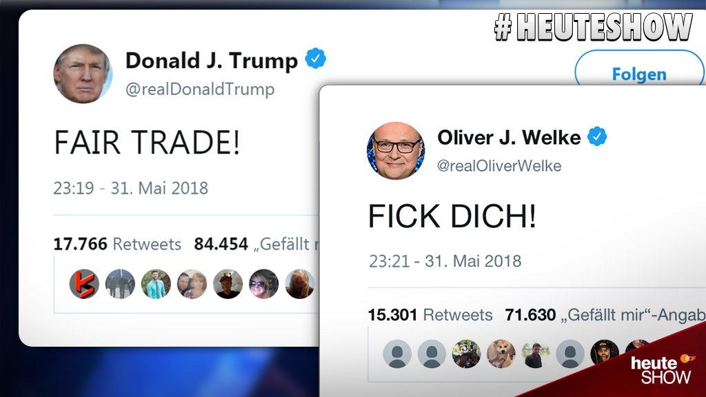 heuteshow's tweet photo. Olli hat extra auf Deutsch geantwortet, damit der Trump keine Drohnen vorbeischickt. #heuteshow https://t.co/e7Rq7FPF4V
