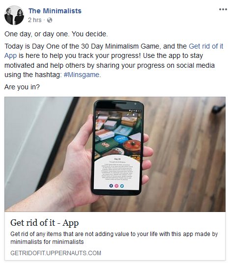 AppGetridofit's tweet image. Begin your decluttering journey today! @AppGetridofit is here to make it easy for you!

Huge thanks to @TheMinimalists for sharing our app on Facebook and Instagram! It means a lot to us. 

#Minimalism #Decluttering #MinsGame #AppGetridofit