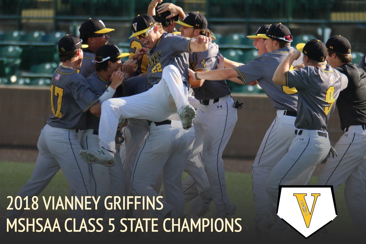 GriffinsTV_Live's tweet photo. BREAKING NEWS 

@vianneybaseball @vianneygriffins win their 1st State Title since 2006 defeating  @Kewpiebaseball 8-2 @nizzyy_7 comes on and gets the win in relief https://t.co/0RyHHuKz4h