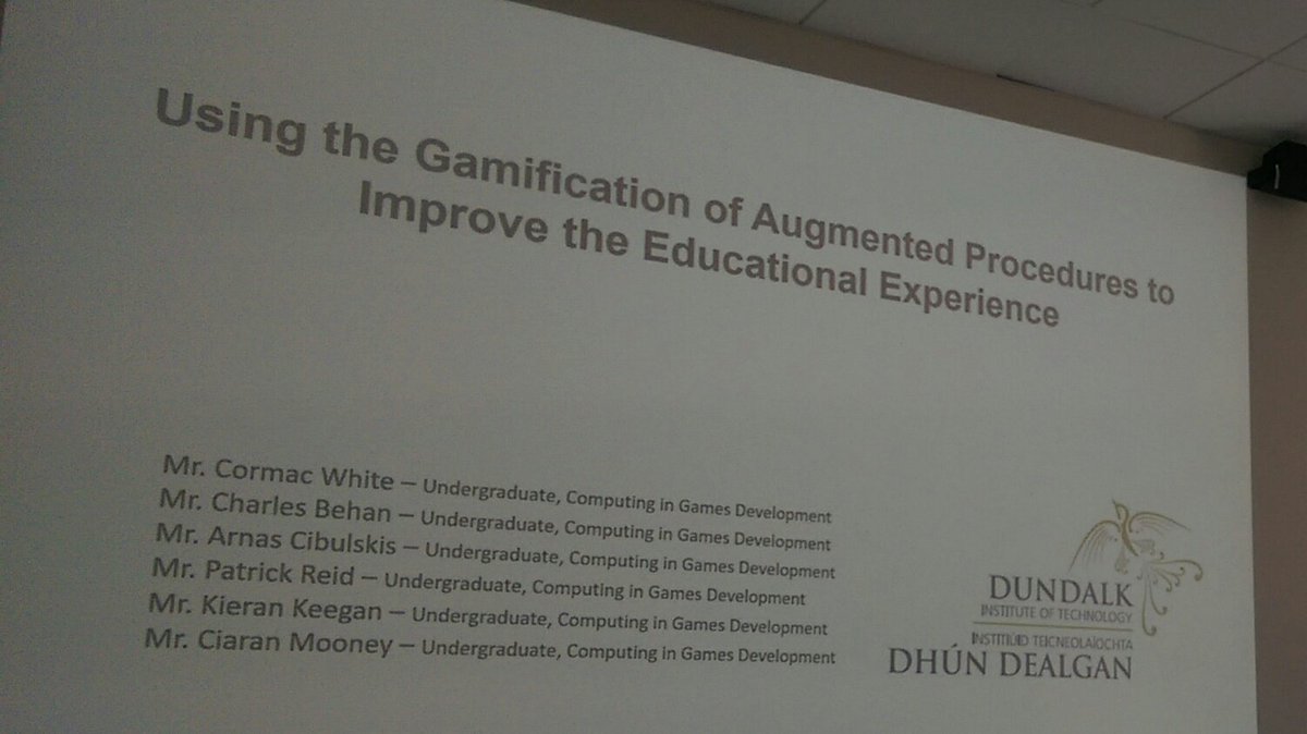 petermorris's tweet photo. Great talk today by #gamesdev final year students on Augmented Reality @ABBgroupnews training @CharlieBehan and Cormac White (Team Flipside). Watch out got a new #AR #VR online programme coming to @SchoolofICA soon @DkIT_ie #edtechIE18 https://t.co/OKP2upYl8U