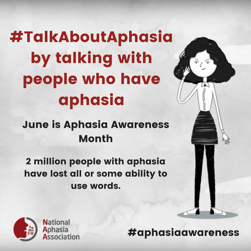 NatAphasiaAssoc's tweet photo. We want people to #TalkAboutAphasia to spread #aphasiaawareness for Aphasia Awareness Month. Watch this video to learn more about aphasia: https://t.co/dFqgn4is69 https://t.co/2YxisTRo77