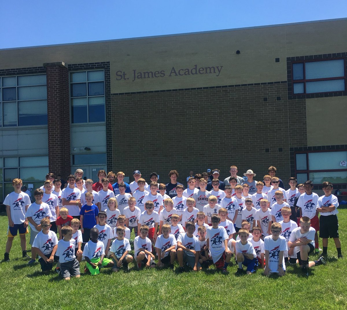 Great week with this crew at SJA youth football camp! Thank you to everyone who helped out! Go Future Thunder!  #CampWeek #EAT <a href="/SJAFOOTBALL/">St. James Football</a>