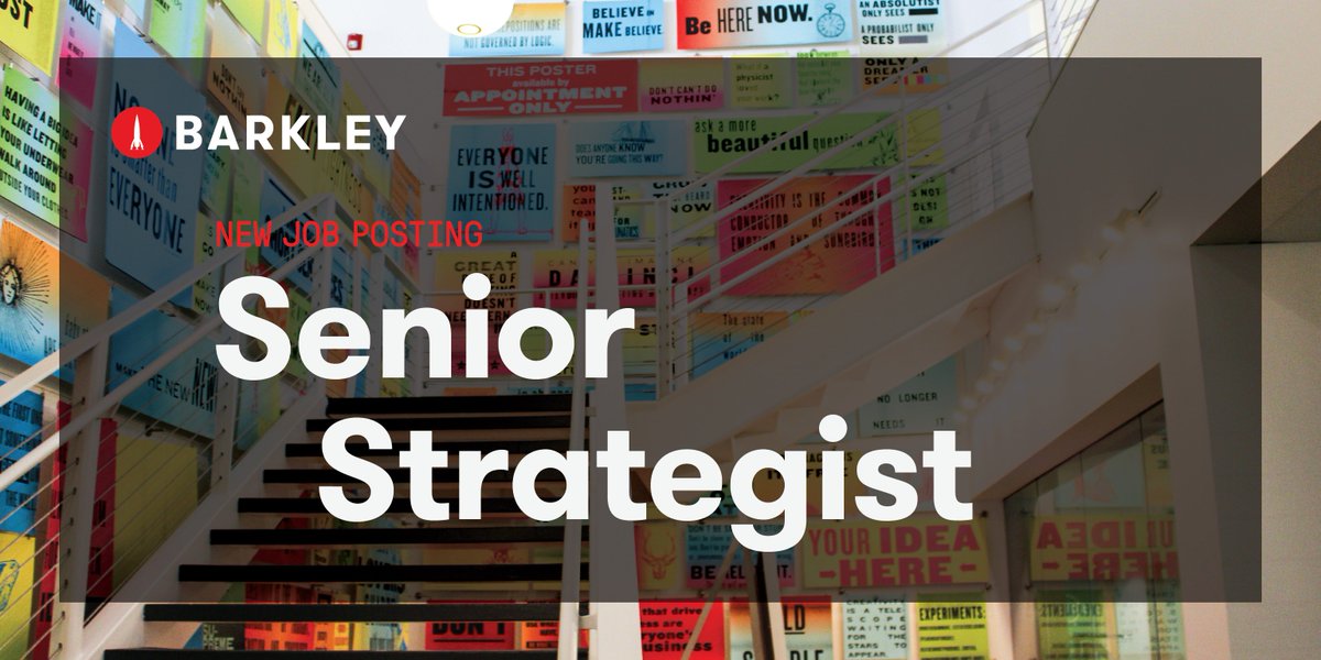 barkleyokrp's tweet image. We’re looking for a forward-thinking Senior Strategist to join our team. Interested? Apply here: bit.ly/SrStrategist #KCJobs #KansasCity