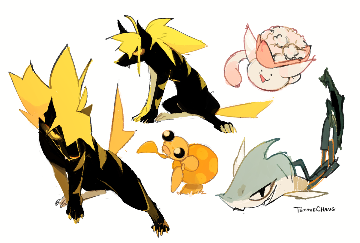 drew a few quick beta pokemon fanarts 