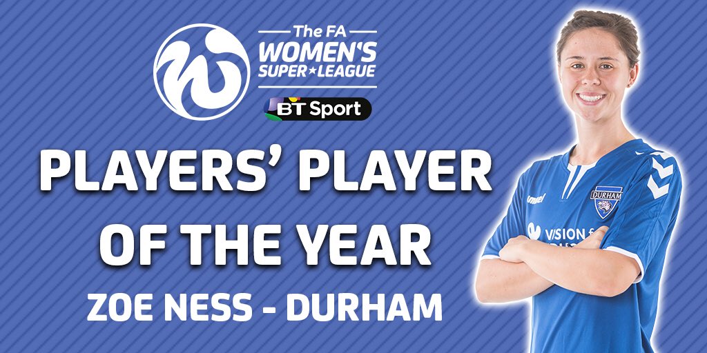 DurhamWFC's tweet photo. Congratulations to @ZoeeNess who has tonight been named as the FA WSL 2 Players’ Player of the Year at the FA Women’s Football Awards! https://t.co/nGXTch9lhX