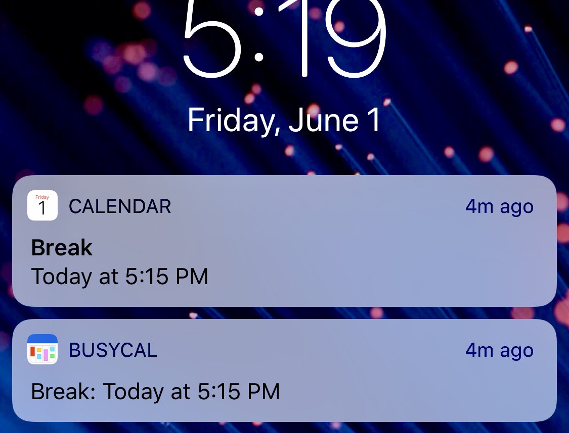 RyanLatkofsky's tweet image. #busycal #liveappreview #paydayapp This is how the notifications show in BusyCal on IOS. I like the rich notification format and the options for snooze in BusyCal appose to haveing to click on snooze in native app.
