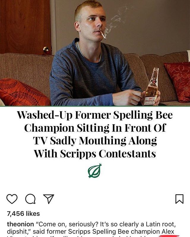 webeespelling's tweet photo. I really enjoyed watching the @scrippsnationalspellingbee last night, but I think the @theonion is mocking me... https://t.co/6GCG4TmmD9 https://t.co/639Behrrko