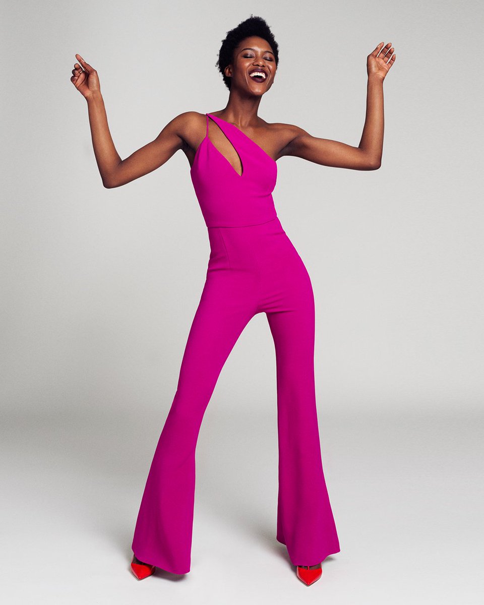 pink flare jumpsuit