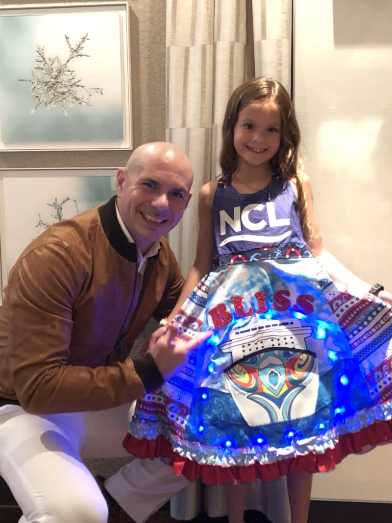 archerluxurytvl's tweet photo. Bliss living it up! Here she is with Pitbull!!! @pitbull I was so excited I forgot to tell you I’m Cuban! We need a redo, come find me! #norwegianbliss #archerluxurytravel
#realbliss #livingbliss #imbliss #shipnamedafterme #icamefirst
#myship @pitbull https://t.co/KQRB6vBwu3