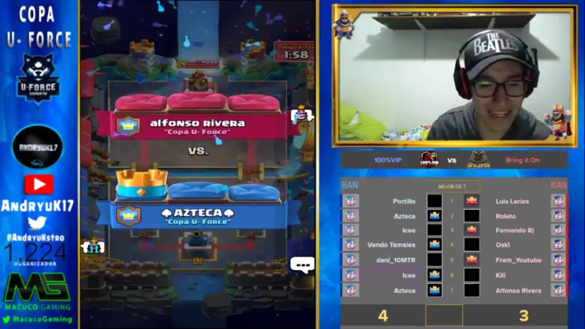 COPA U- FORCE

FELICITACIONES @100VIPeSports CAMPEÓN DEL CUADRANGULAR !!

En una final tremenda @100VIPeSports le ganó 4 a 3 a <a href="/BIO_eSportsCR/">BIO eSports CR</a> !!

Muchas gracias a los 3 Teams @100VIPeSports , <a href="/BIO_eSportsCR/">BIO eSports CR</a> , <a href="/Momot_eSport/">Momotombo</a>  invitados y al caster <a href="/AndryuKstro/">Andres</a> que es un genio!!