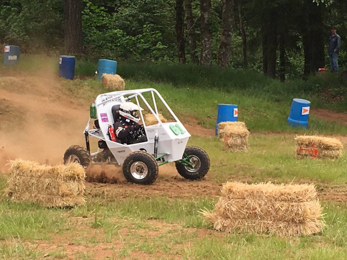 BaylorSAE's tweet photo. Our day started with us passing brake check on our first go, after a few tweeks last night! Afterward we went on to run each dynamic event today, and can't wait to see how Endurance goes tomorrow! https://t.co/HotdQdpCEd