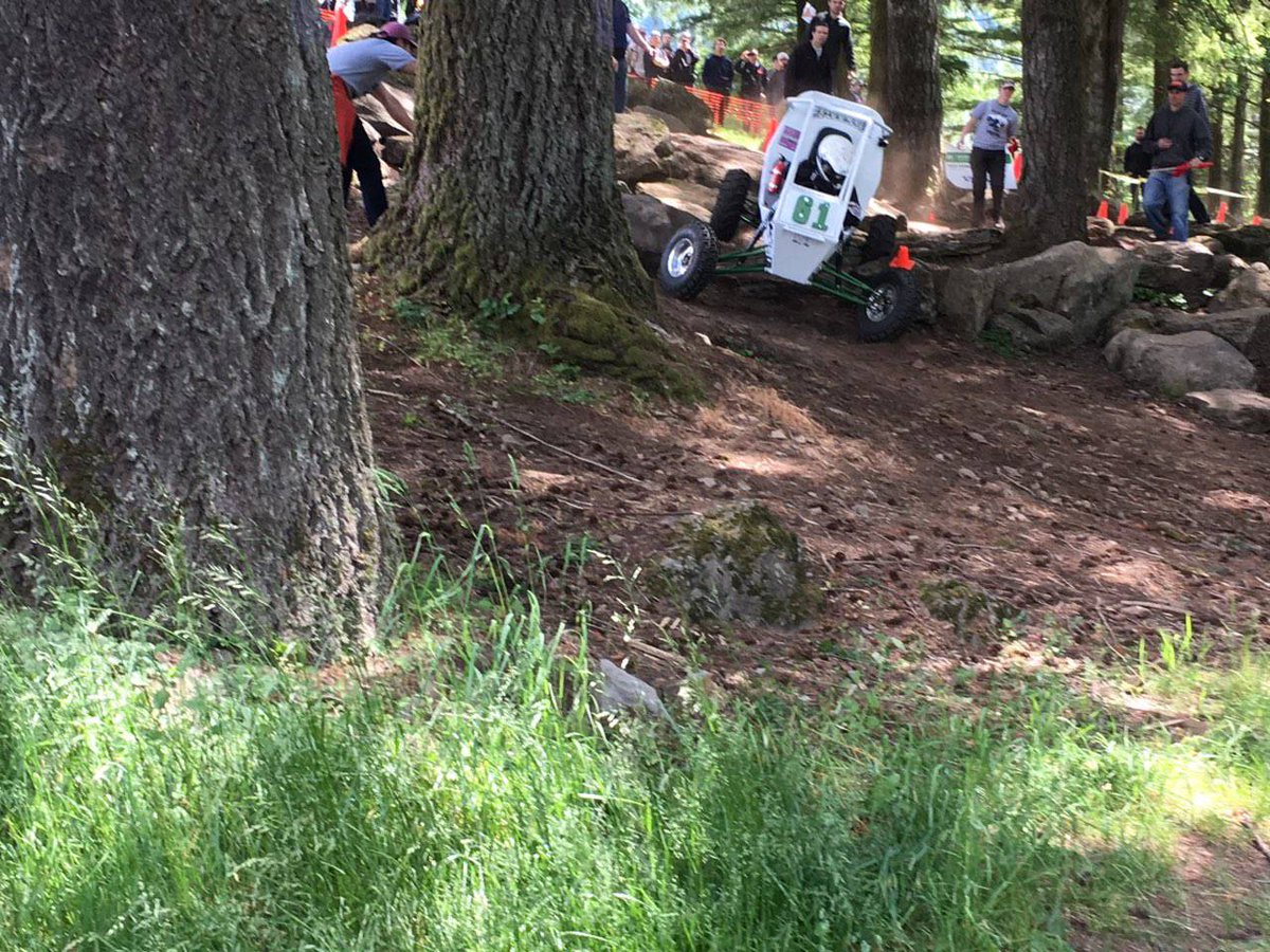 BaylorSAE's tweet photo. Our day started with us passing brake check on our first go, after a few tweeks last night! Afterward we went on to run each dynamic event today, and can't wait to see how Endurance goes tomorrow! https://t.co/HotdQdpCEd