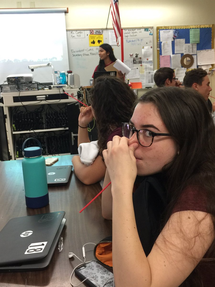 WHSLoudspeaker's tweet photo. With the use of a straw, Sara B. demontrates how COPD affects breathing during her final research presentation on environmental toxins.  #wilsonWAVE  #lbwilson #SSI #singlesubjectintegration https://t.co/HOSocsBCbD