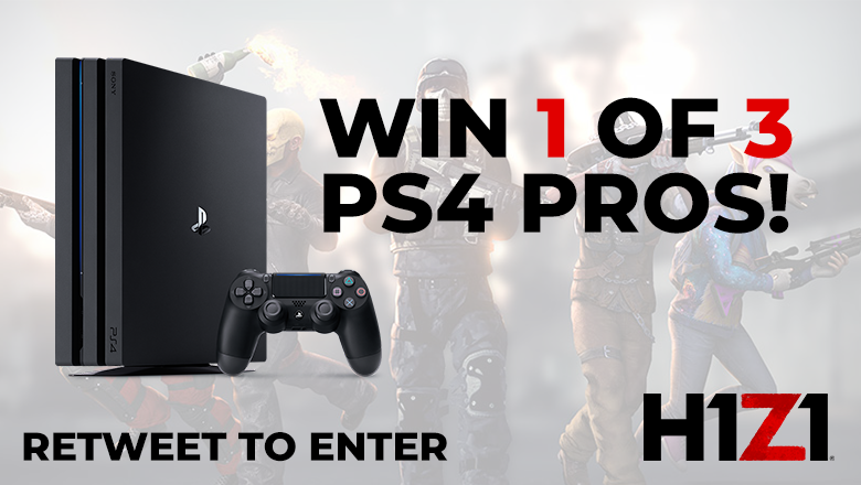 H1Z1's tweet photo. [PS4 Pro Sweepstakes] The winners of our #PS4ProSweeps have been selected and DMed - congratulations to those lucky 3! https://t.co/sRCW5NBfkB