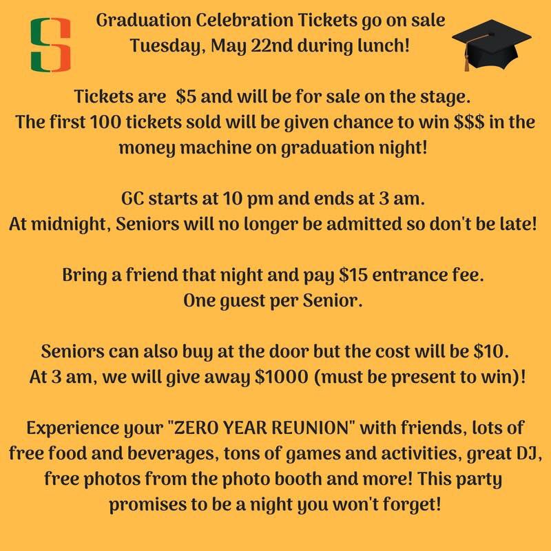 hhssseniorclass's tweet photo. Seniors, don't forget to attend Graduation Celebration tonight!! https://t.co/w5tyCKnZ2g