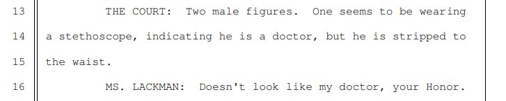 bookbinge's tweet photo. "Doesn't' look like my doctor, your Honor."  #cockygate https://t.co/2Q3SadGCtN