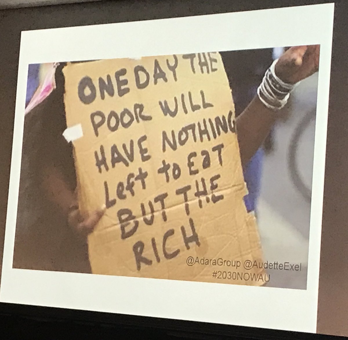 heidithebrit's tweet image. There are enough billionaires in the world to end poverty 7 times. Powerful talk from @AudetteExel at the Social Good Summit Australia #2030NOWAU