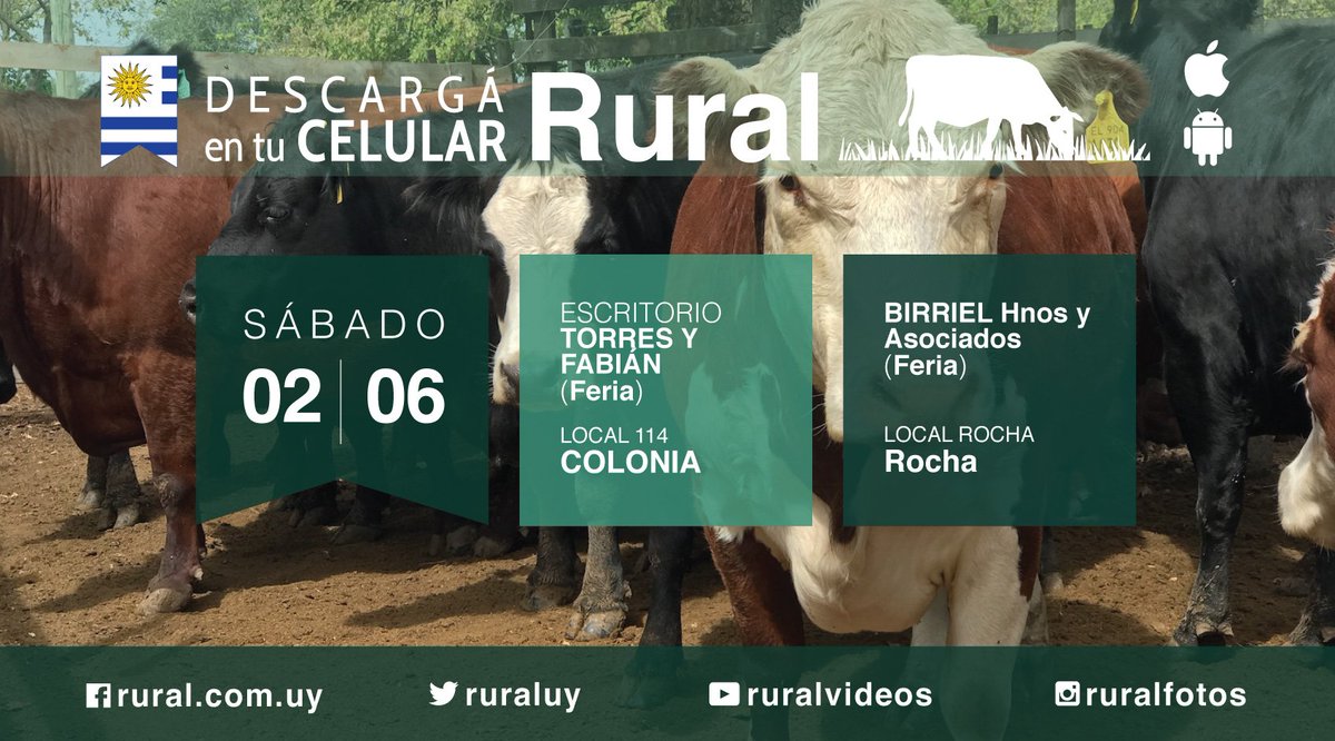 Cartelera de remates!
+info: App RURAL
           rural.com.uy