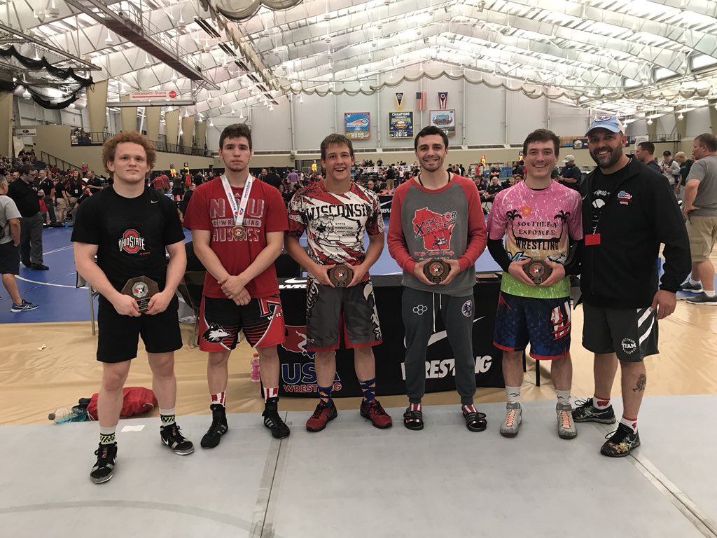 XFElite1's tweet photo. Wisconsin Greco Alumni at U23 Nationals/WTT. 5 former @wwfstatecoach wrestlers placed. @TyPelot @arnie_133 @acosta113333 @FSchierl @smithedd16. Not bad for a group that barely practiced Greco!! https://t.co/hDpdu9nzIm