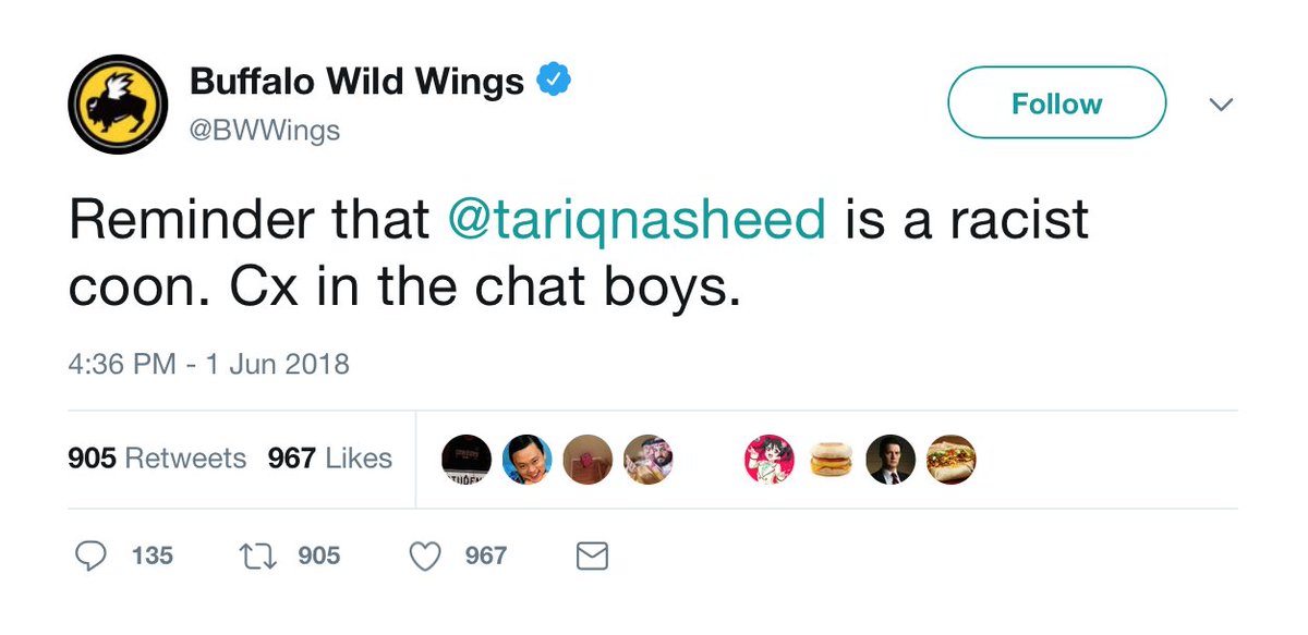 tariqnasheed's tweet photo. I don't know if they were hacked or not, but I'm still waiting on Buffalo Wild Wings to issue me an apology for this tweet about me. So far they have been pretty quiet.  @BWWings https://t.co/TLLfMDLOTC