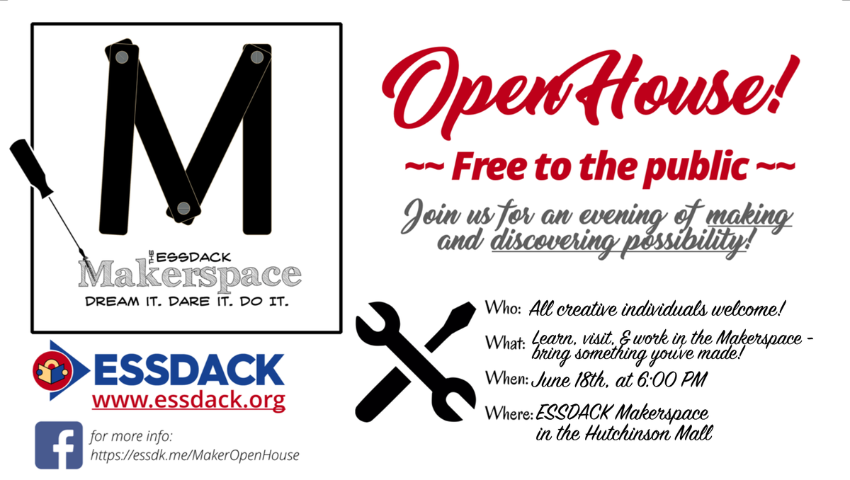 EssdackMakers's tweet photo. Open house the second! Visit us and create on June 18th: https://t.co/Y3Fmbcx1UI https://t.co/DQ8mt9WzF4