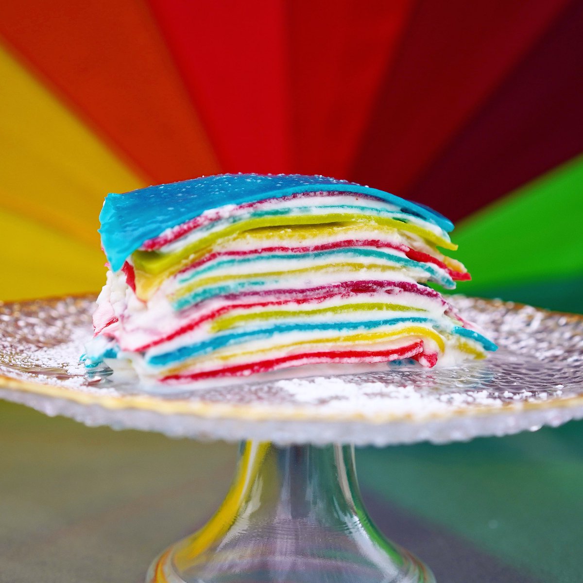 Celebrating #prideday2018 with a piece of Rainbow Crepe Cake! #winnipeg #eatlocal