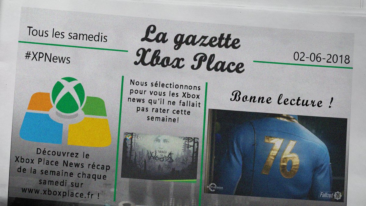 XboxPlace's tweet photo. Au menu du numéro 15 de la Gazette #XboxPlace ce matin : 
- #GamesWithGold de Juin
- #Fallout76
- #MonsterHunter
- L'E3 2018 mais surtout le #XboxE3 !
A lire par ici ➡ https://t.co/ubJJTSkJMa https://t.co/hVYZGfRvcb