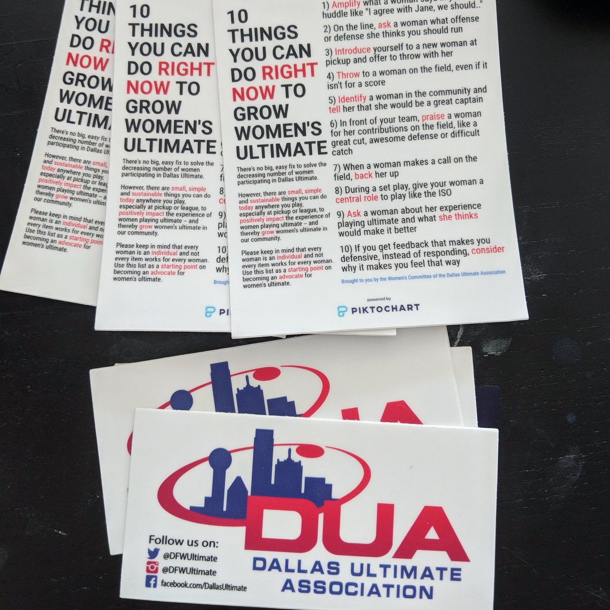 DFWUltimate's tweet photo. Things we love: stickers to put on our water bottles, free stuff, more people playing Ultimate. Grab a bunch of our #DallasUltimate stickers at league and share them with your friends.. and those tall people you see in the airport and want to recruit for your club team ๐ https://t.co/xlRV6iPUm5